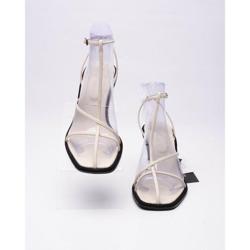 New with tags Massimo Dutti Cream and Black Strappy Sandals - Picture 4 of 8
